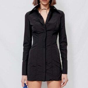 Assembly New York Black Taslan Mini Shirtdress